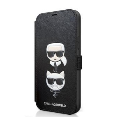 Karl Lagerfeld Saffiano K&C Heads Book Pouzdro pro iPhone 12 mini 5.4 Black