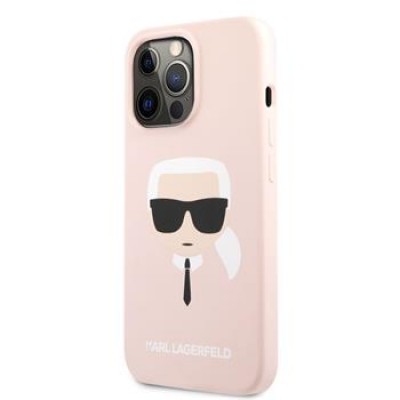 Karl Lagerfeld Liquid Silicone Karl Head Zadní Cover pro iPhone 13 Pro Light Pink