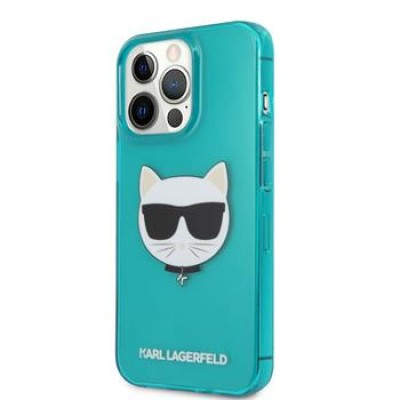 Karl Lagerfeld TPU Choupette Head Cover pro iPhone 13 Pro Max Fluo Blue