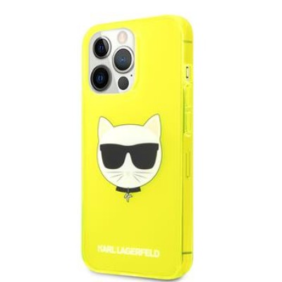 Karl Lagerfeld TPU Choupette Head Cover pro iPhone 13 Pro Fluo Yellow