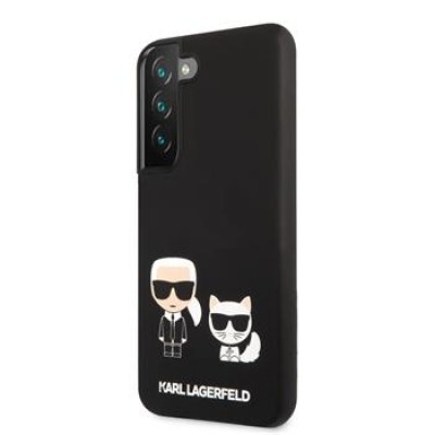 Karl Lagerfeld and Choupette Liquid Silicone Zadní Cover pro Samsung Galaxy S22+ Black